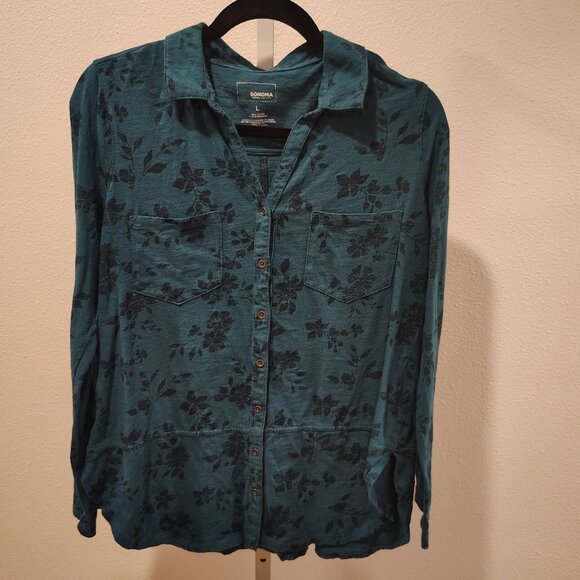 Sonoma Goods For Life Tops - Sonoma Goods For Life Utility Tunic Size Large Button Front Long Sleeve Cotton